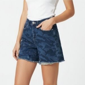 Rock & Republic Blue Camo Bumpershoot Jean Shorts